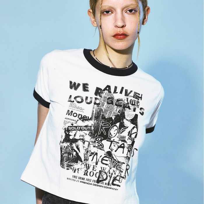 韓國PRENDA - ROCK STARS NEVER DIE TEE WHITE